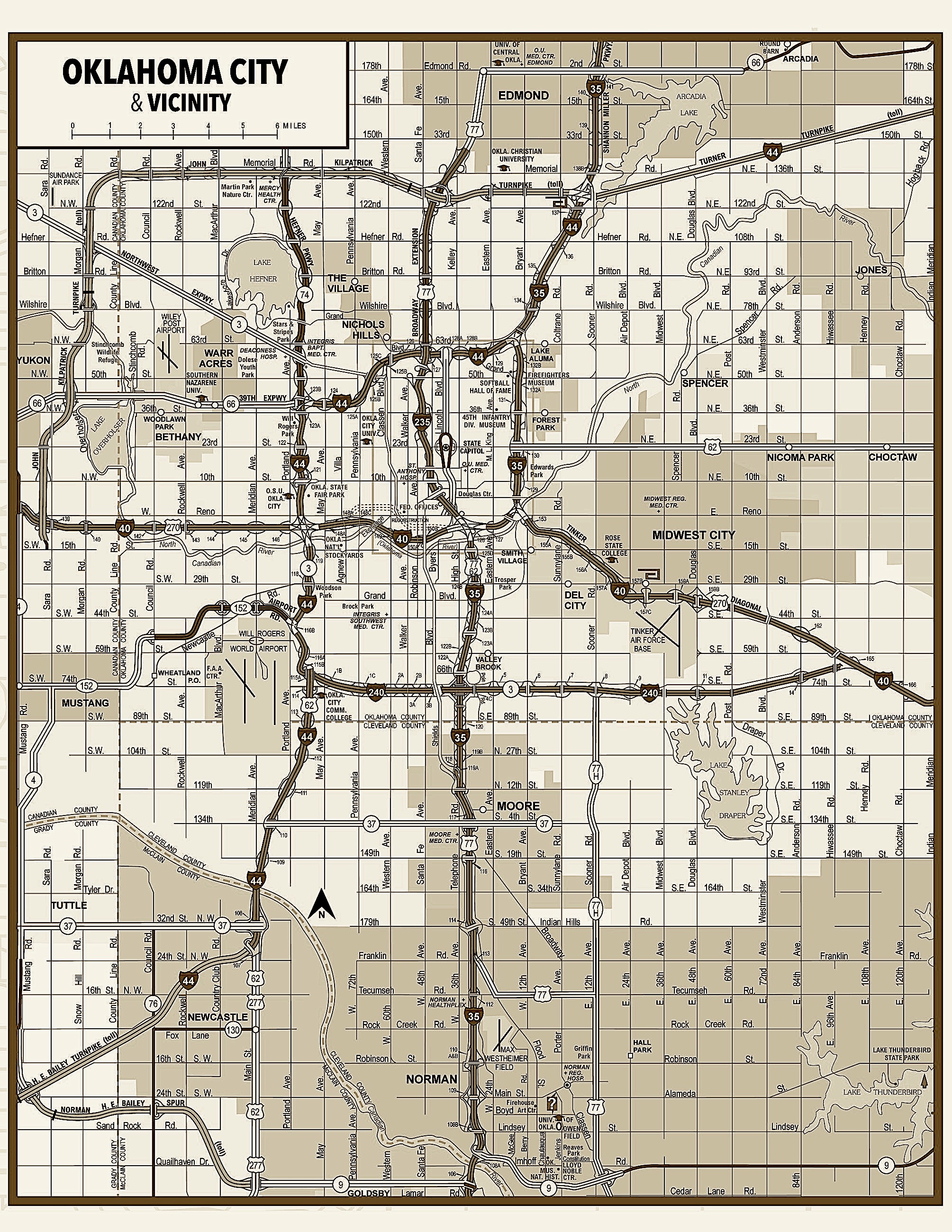 A map of greater Oklahoma City
